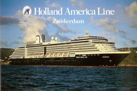Postal oficial del Zuiderdam de Holland America