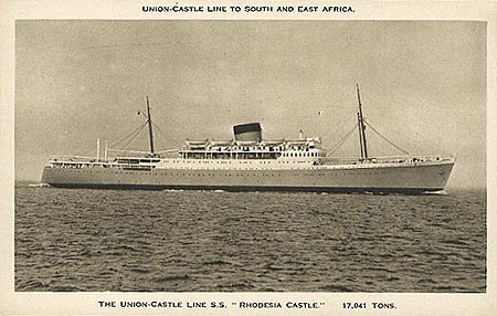 Postal oficial del buque Rhodesia Castle