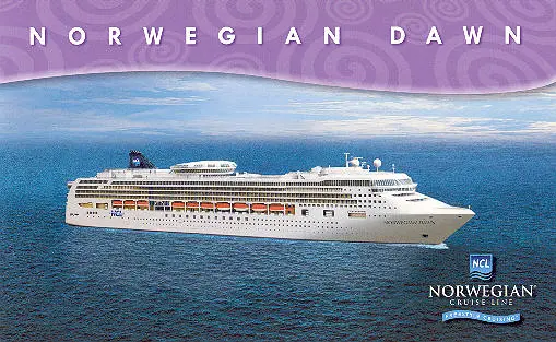 Postal oficial del Norwegian Dawn publicada en diciembre de 2002