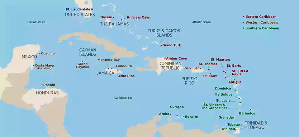 puertos de cruceros en el Caribe