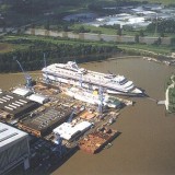 Postal de los constructores del Galaxy Meyer Werft