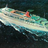 Postal oficial del nuevo barco de cruceros de Cunard