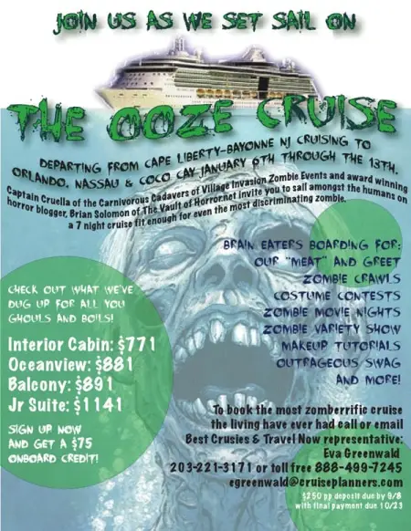 Cartel promocional del Ooze Cruise crucero para fanáticos del mundo zombie