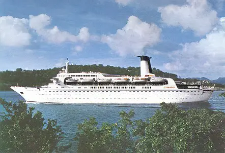 Tarjeta postal oficial del Cunard Adventurer