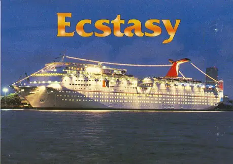 Postal oficial del Ecstasy, antes de ser renombrado como Carnival Ecstasy, El Carnival Ecstasy vuelve a navegar tras incendio