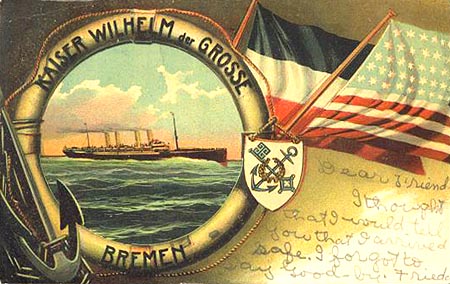 Postal oficial del ocean liner Kaiser Wilhelm Der Grosse
