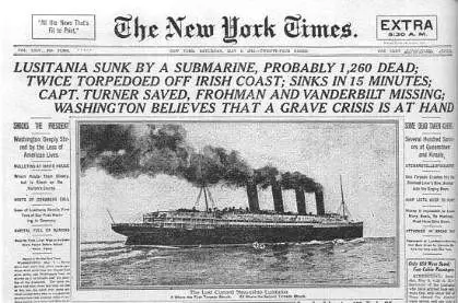 Portada del 8 de mayo de 1915 del diario The New York Times
