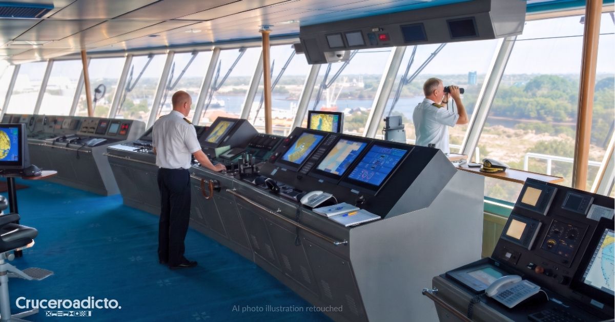 El puente de mando de un barco de crucero: tecnología, curiosidades y secretos 1 Ilustración de un puente de mando de un barco de crucero