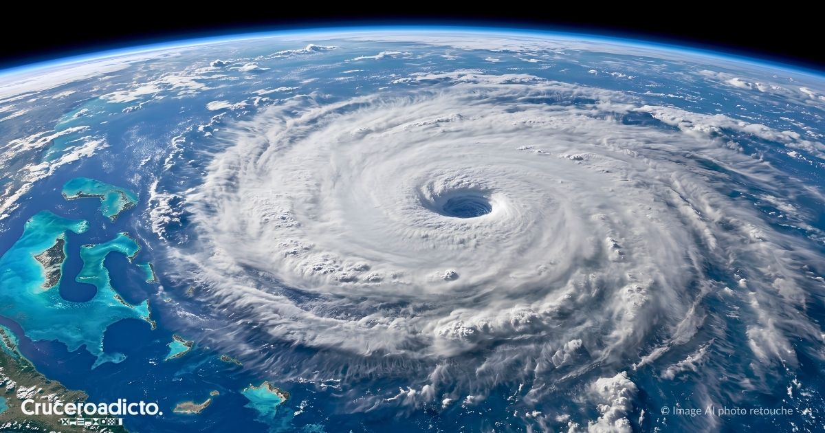 Leyendas de los huracanes en el Caribe que seguro no conocías 1 Huracán sobre el mar Caribe visto desde el espacio, con el ojo en el centro de la espiral de nubes