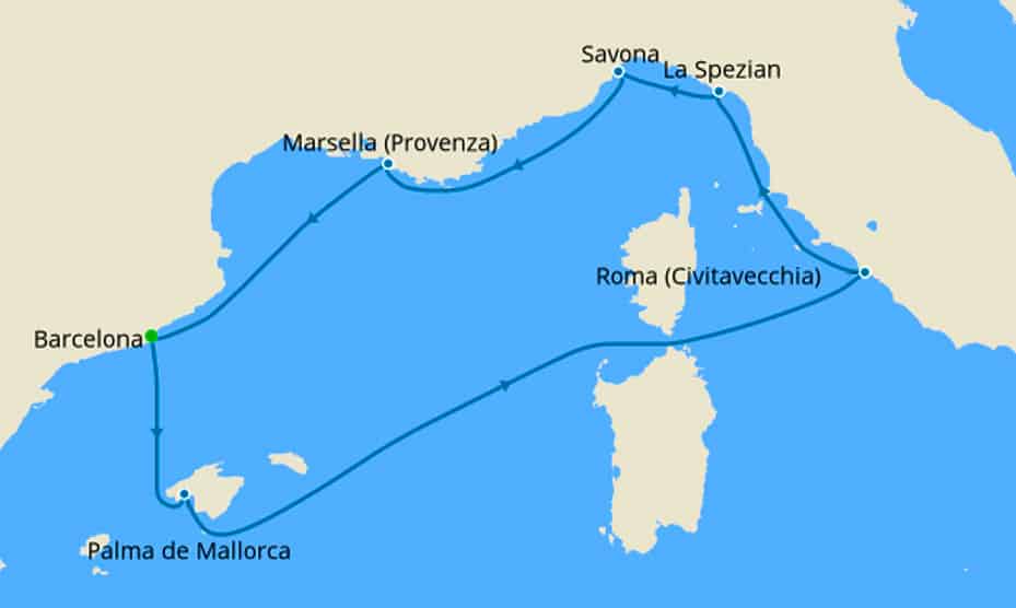 Costa Smeralda itinerario Mediterráneo
