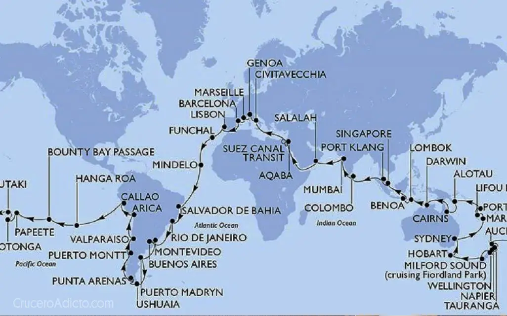 Vuelta al mundo 2022 MSC Cruceros
