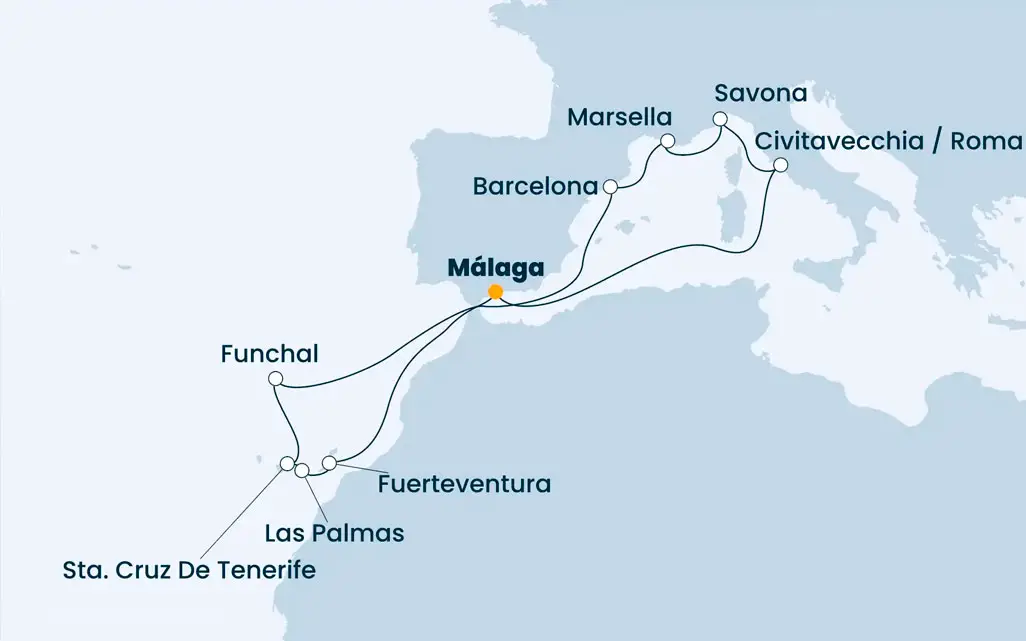 Málaga será puerto base de los nuevos itinerarios del Costa Fortuna este 2023