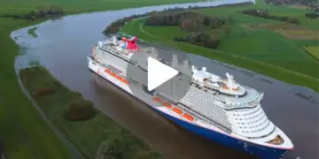 Espectacular vídeo del Carnival Jubilee descendiendo el estrecho río Ems