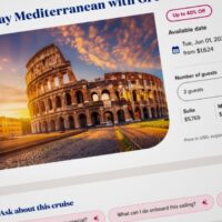 Pantalla de la app de Princess Cruises en ChatGPT con un crucero por el Mediterráneo, cortesía de Princess Cruises